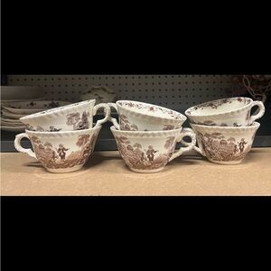 Vintage Brown Patterned Teacups